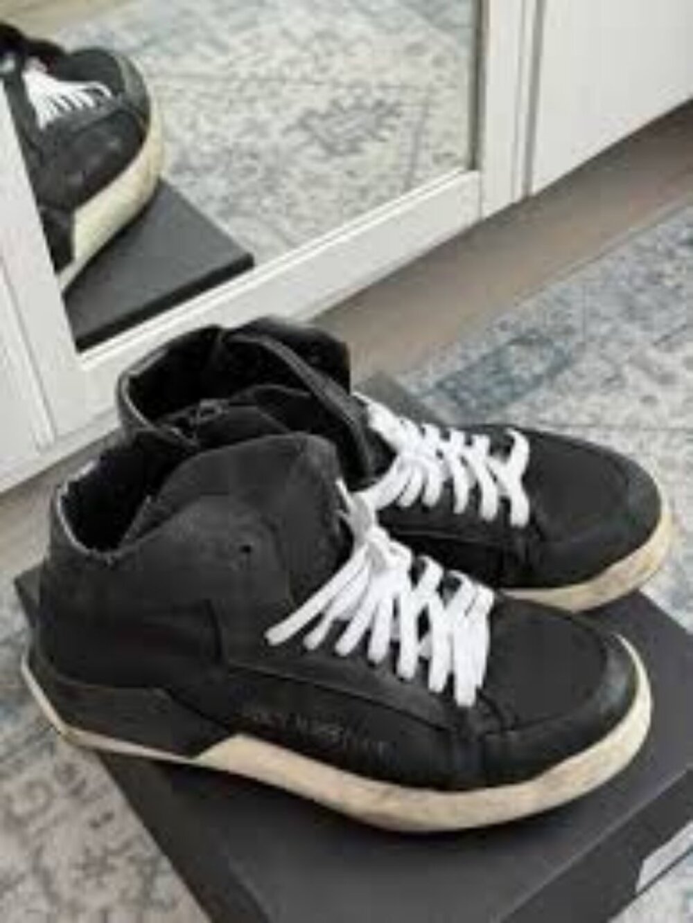 22- NIB CINZIA ARAIA BLACK CALF LEATHER LOW TOP SNEAKERS - MADE IN ITALY - Picture 6 of 9